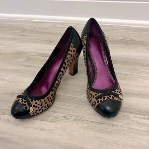 Coach Poppy Valencia Women's Cheetah Print Black Patent Leather Heels US 9.5